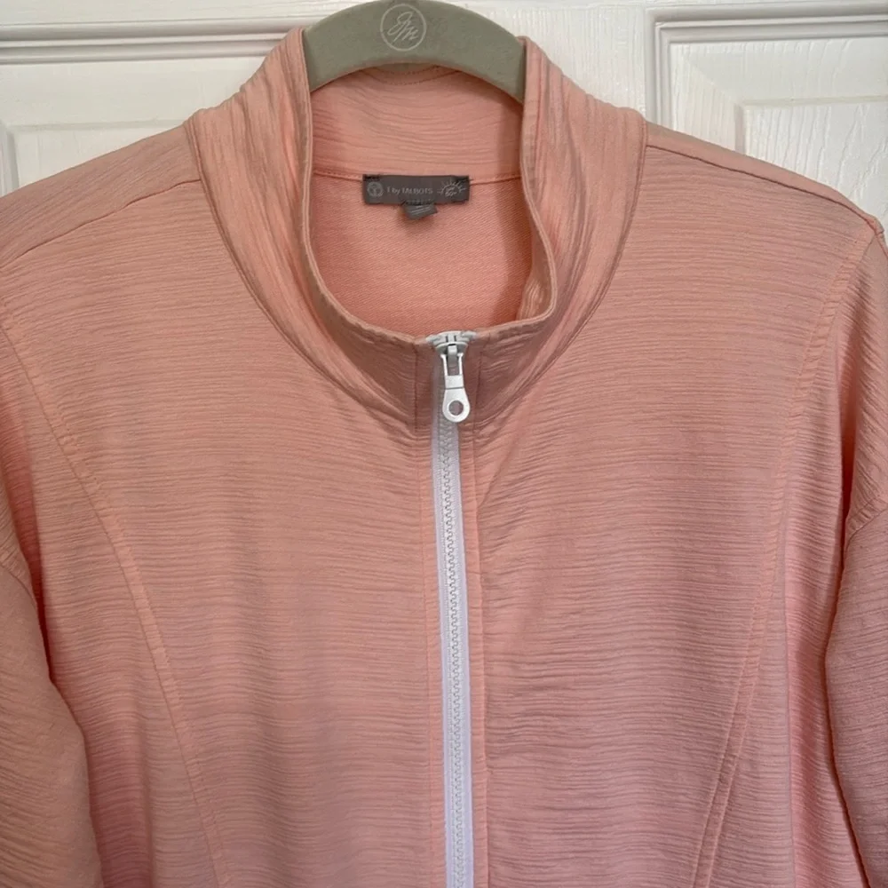 *Talbots Women's Pink Salmon Peach Zip Up Mock Neck Jacket Cover Up UPF 50+ - Picture 9 of 12
